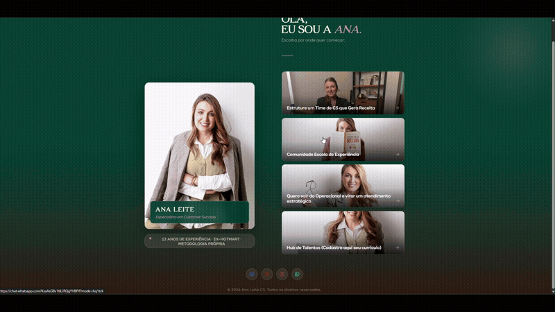 Ana Leite CS — Landing Page & Admin